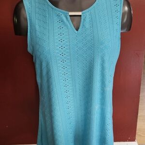 NY Collection Teal Eyelet Tank Top *Medium*